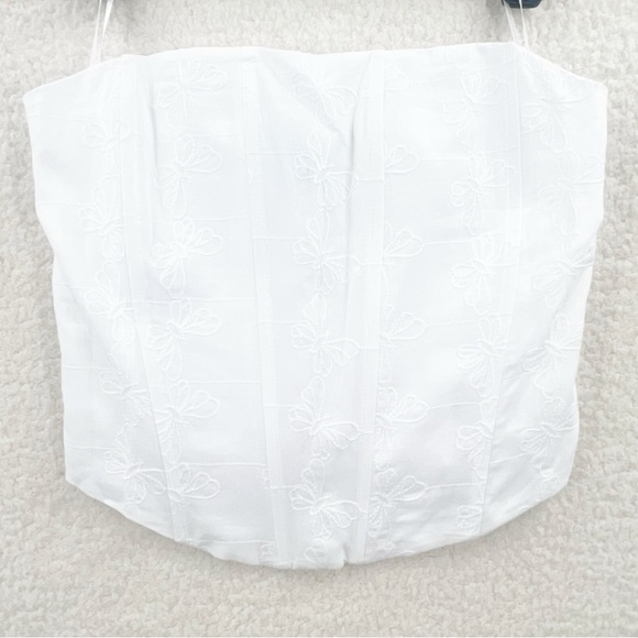 NWT ZARA Butterfly Embroidered Bella Corset Top White Size M - Picture 5 of 11